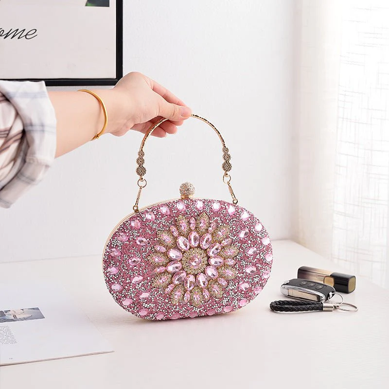 Crystal Sunflower Evening Clutch | Rhinestone Party Bag with Chain Handle(MAC356) - Image 11
