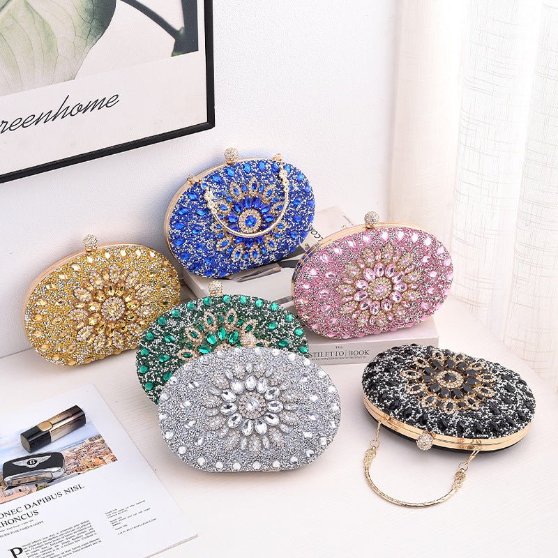 Crystal Sunflower Evening Clutch | Rhinestone Party Bag with Chain Handle(MAC356) - Image 2