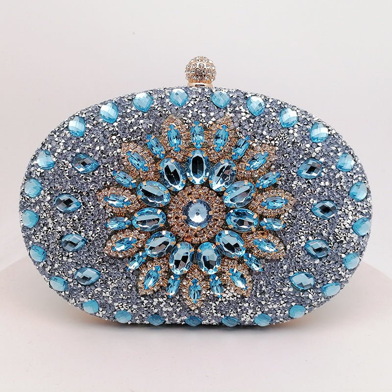 Crystal Sunflower Evening Clutch | Rhinestone Party Bag with Chain Handle(MAC356) - Image 4
