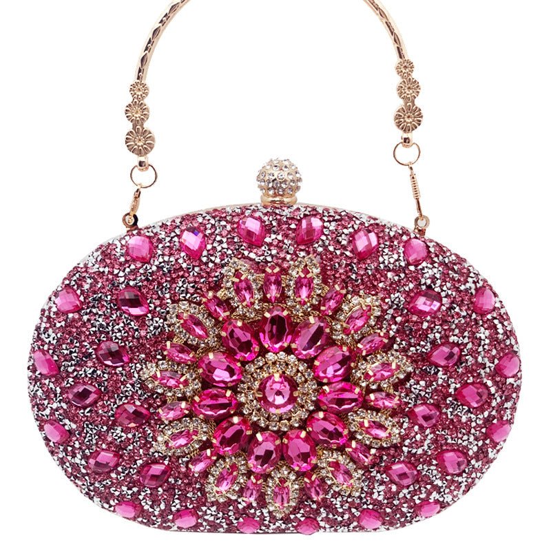 Crystal Sunflower Evening Clutch | Rhinestone Party Bag with Chain Handle(MAC356) - Image 5