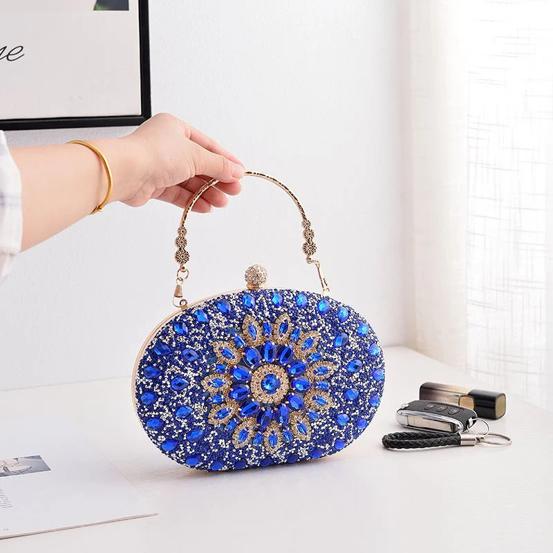 Crystal Sunflower Evening Clutch | Rhinestone Party Bag with Chain Handle(MAC356) - Image 8