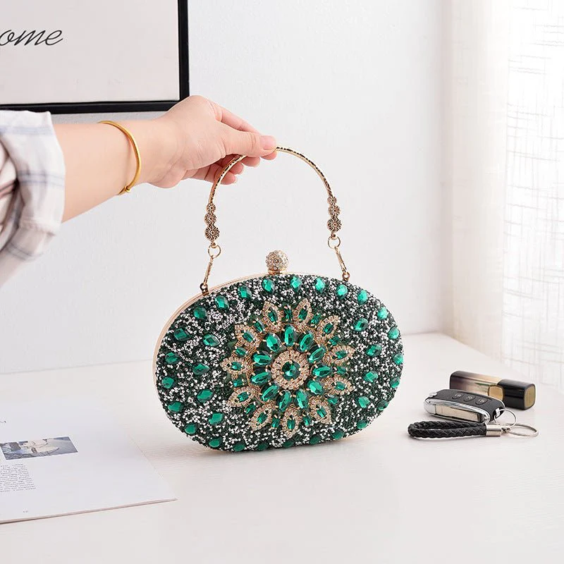Crystal Sunflower Evening Clutch | Rhinestone Party Bag with Chain Handle(MAC356) - Image 9
