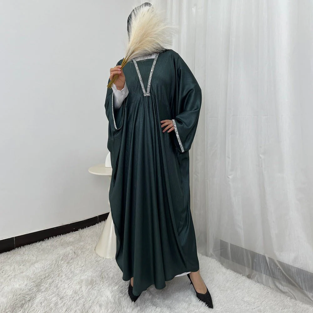 Crystal Trim Butterfly Sleeve Abaya | Oversized Prayer Dress(MA350)