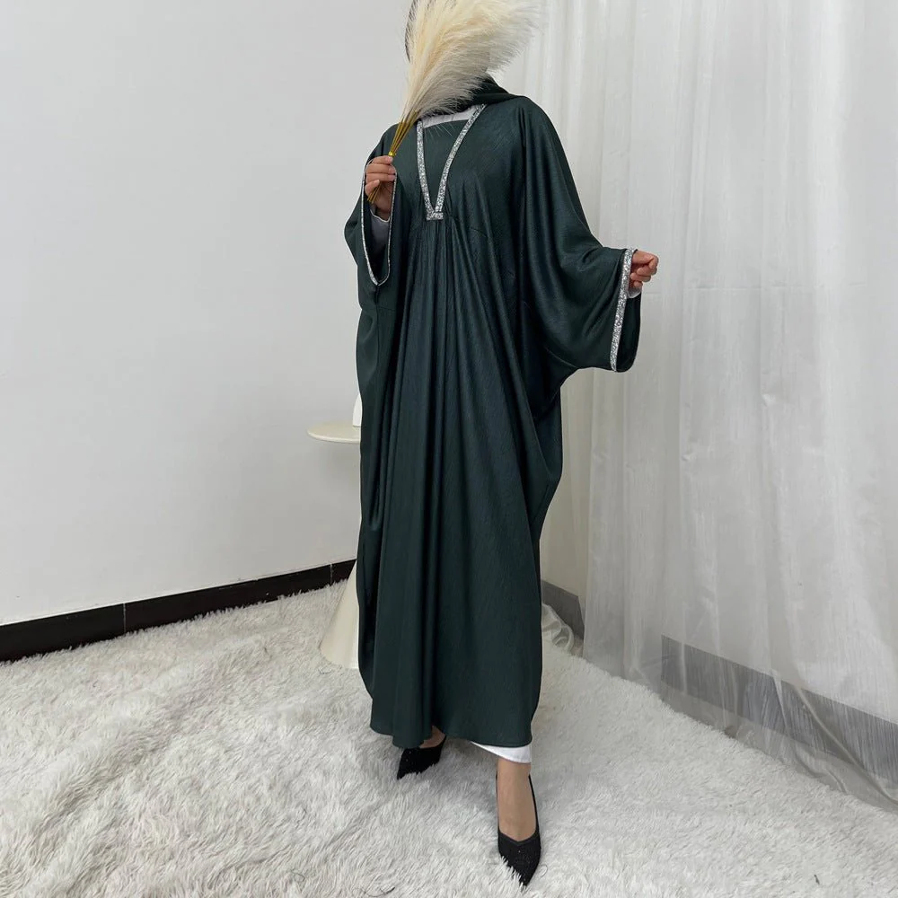 Crystal Trim Butterfly Sleeve Abaya | Oversized Prayer Dress(MA350) - Image 6