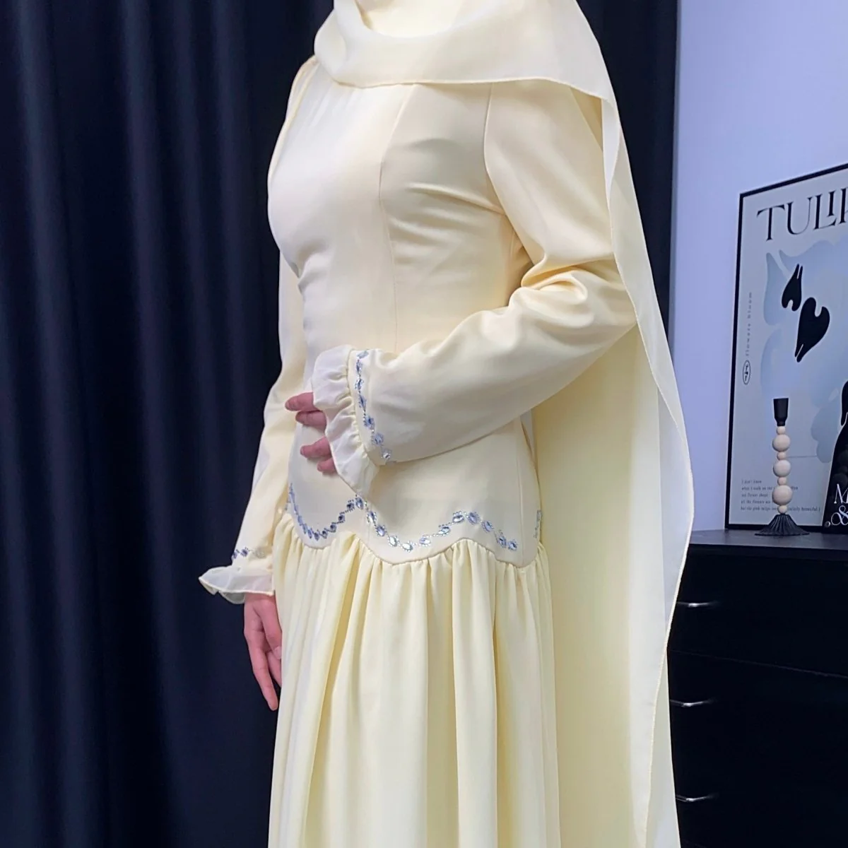 Crystal Waist Chain Dress with Ruffle Cuffs(MS306) - Image 10