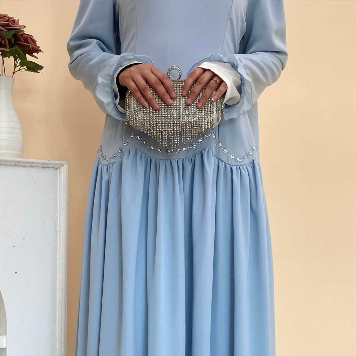 Crystal Waist Chain Dress with Ruffle Cuffs(MS306) - Image 12