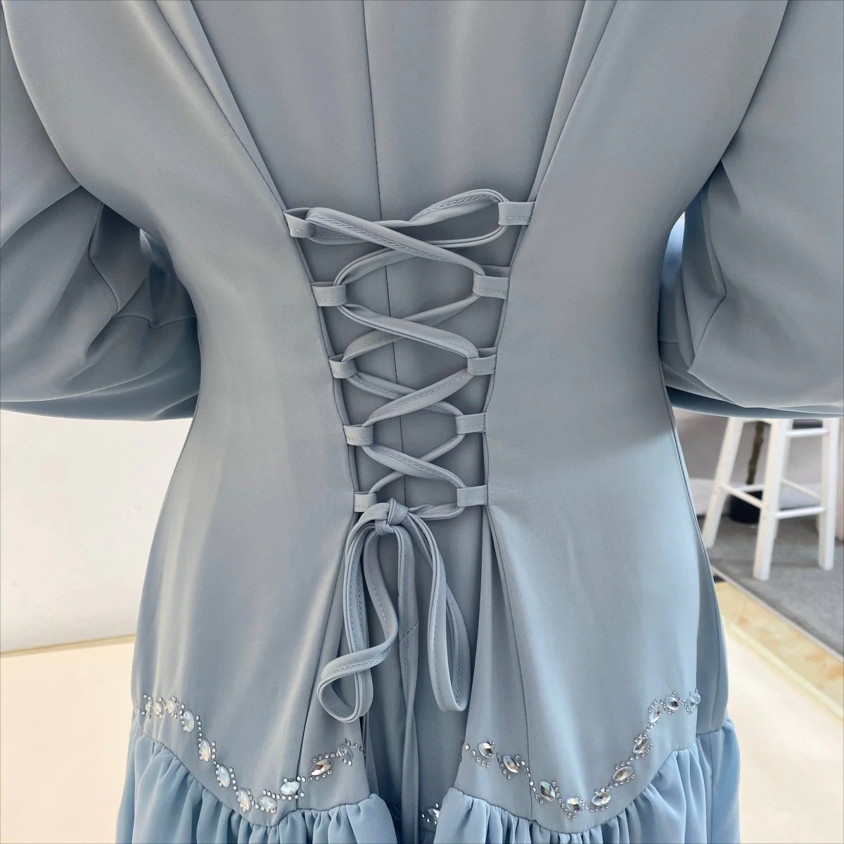 Crystal Waist Chain Dress with Ruffle Cuffs(MS306) - Image 13