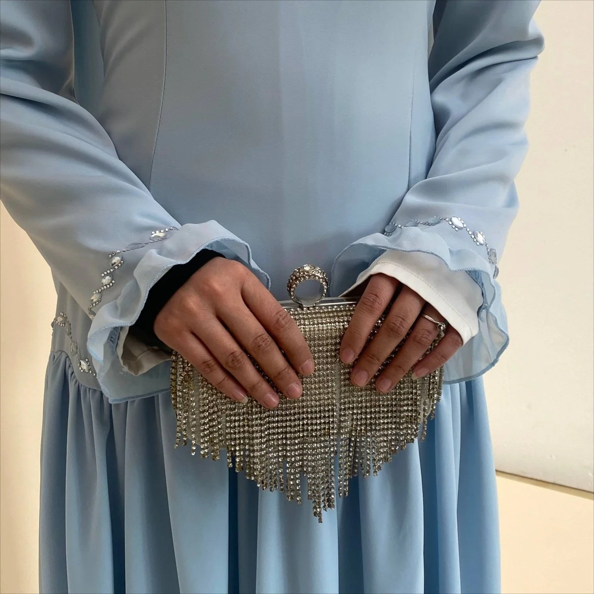 Crystal Waist Chain Dress with Ruffle Cuffs(MS306) - Image 14