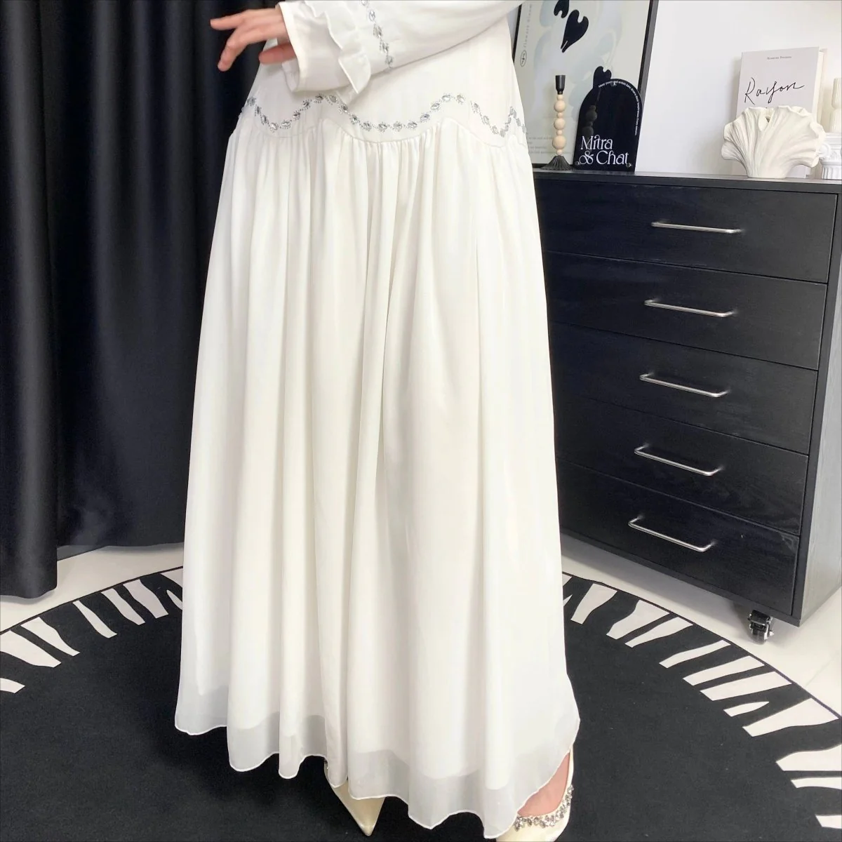 Crystal Waist Chain Dress with Ruffle Cuffs(MS306) - Image 18