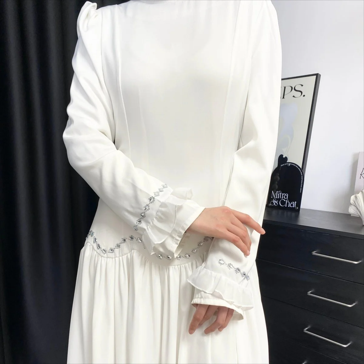 Crystal Waist Chain Dress with Ruffle Cuffs(MS306) - Image 19