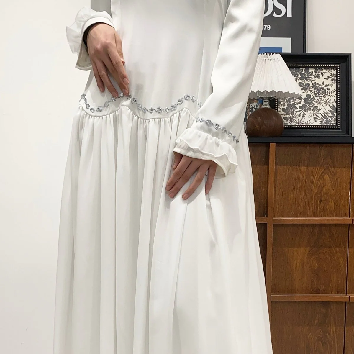 Crystal Waist Chain Dress with Ruffle Cuffs(MS306) - Image 20