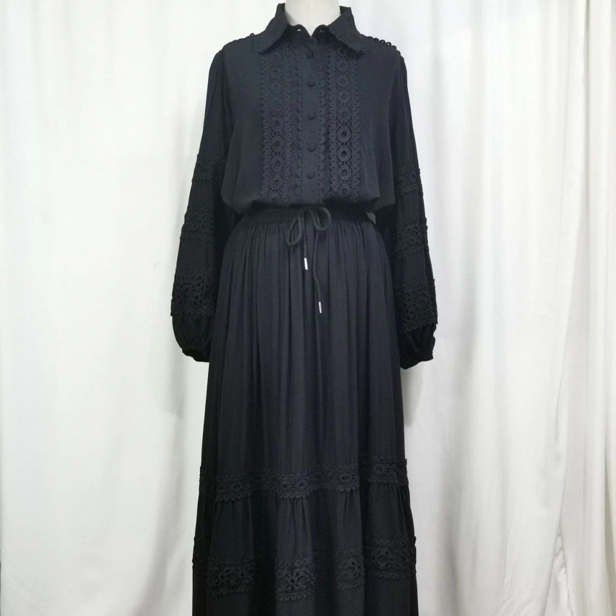 Cutwork Lace Blouse & Tiered Maxi Skirt Set (MS375) - Image 10