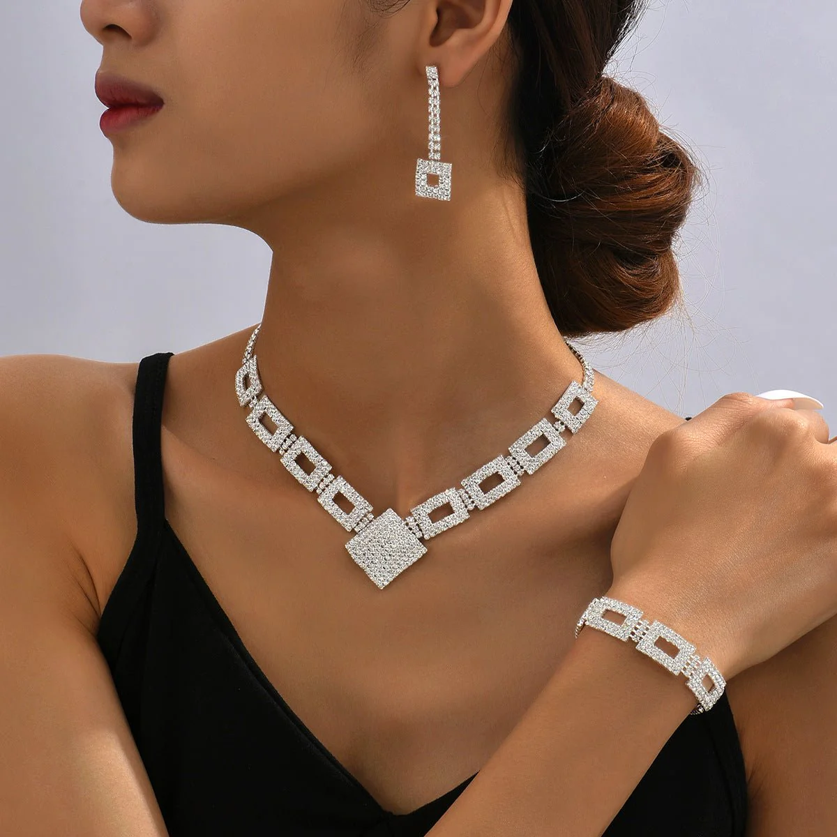 Dazzling 3-Piece Full Rhinestones Jewelry Set (MAC317) - Image 6