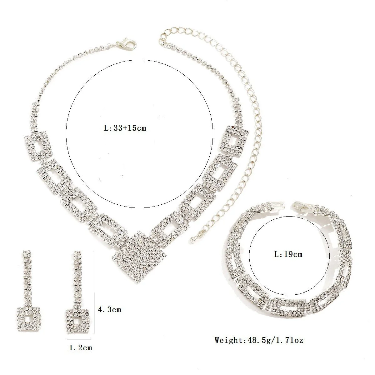 Dazzling 3-Piece Full Rhinestones Jewelry Set (MAC317) - Image 8
