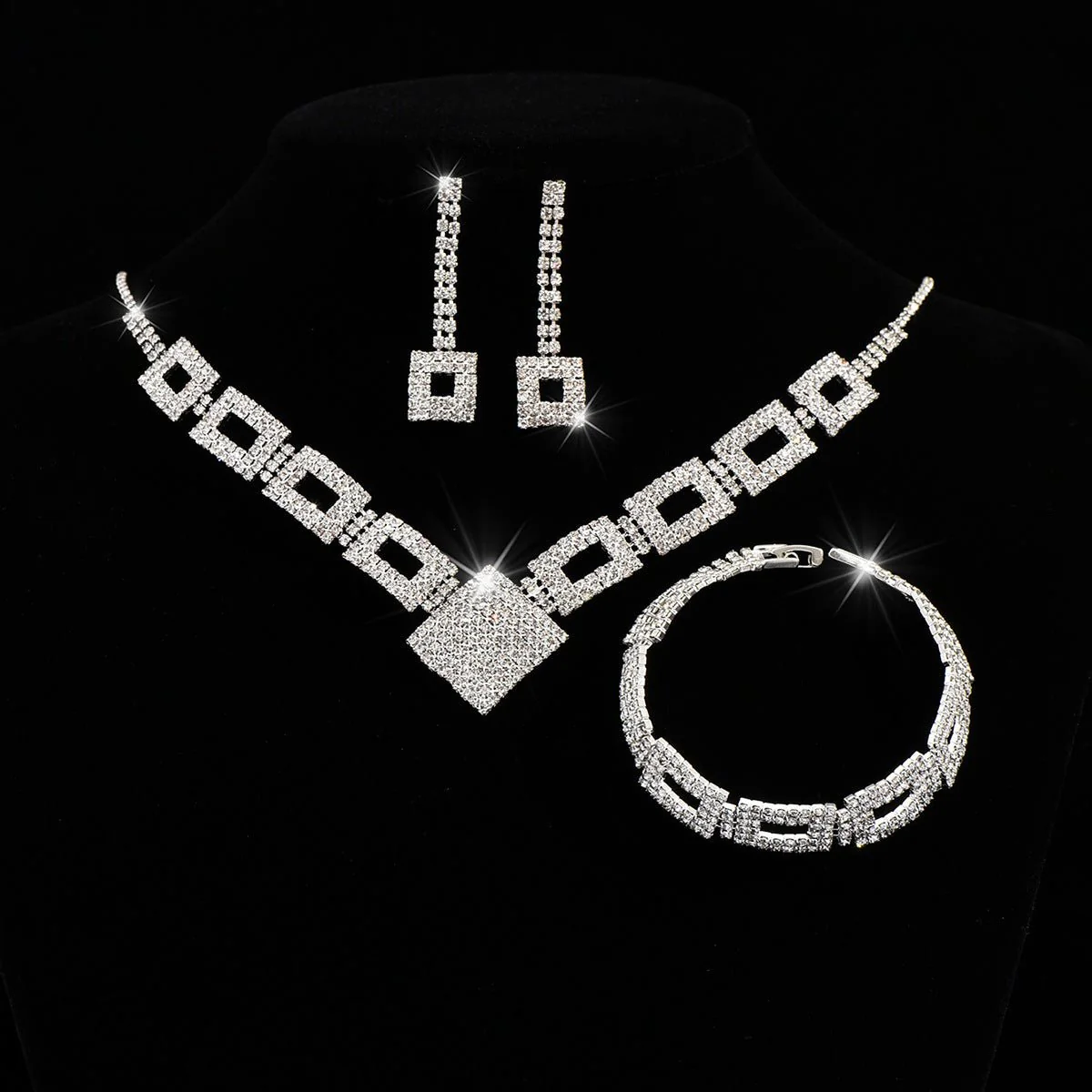 Dazzling 3-Piece Full Rhinestones Jewelry Set (MAC317) - Image 9