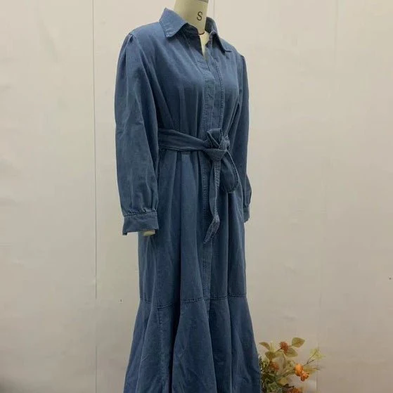 Denim Shirt Dress with Belt(MS330) - Image 4