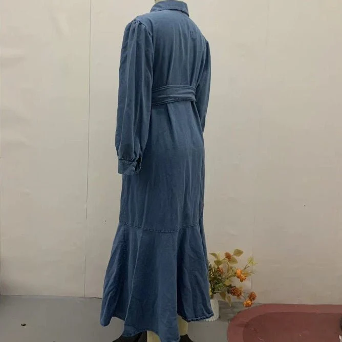 Denim Shirt Dress with Belt(MS330) - Image 5