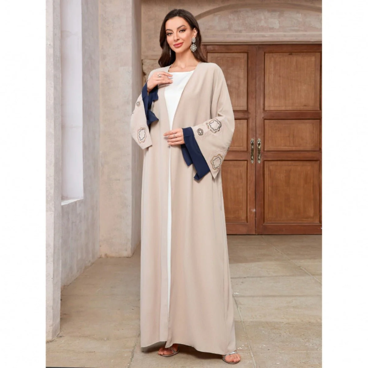 Desert Mirage Cardigan Set | Modest Muslim Luxury Batwing Sleeve Abaya (MOA182) - Image 2