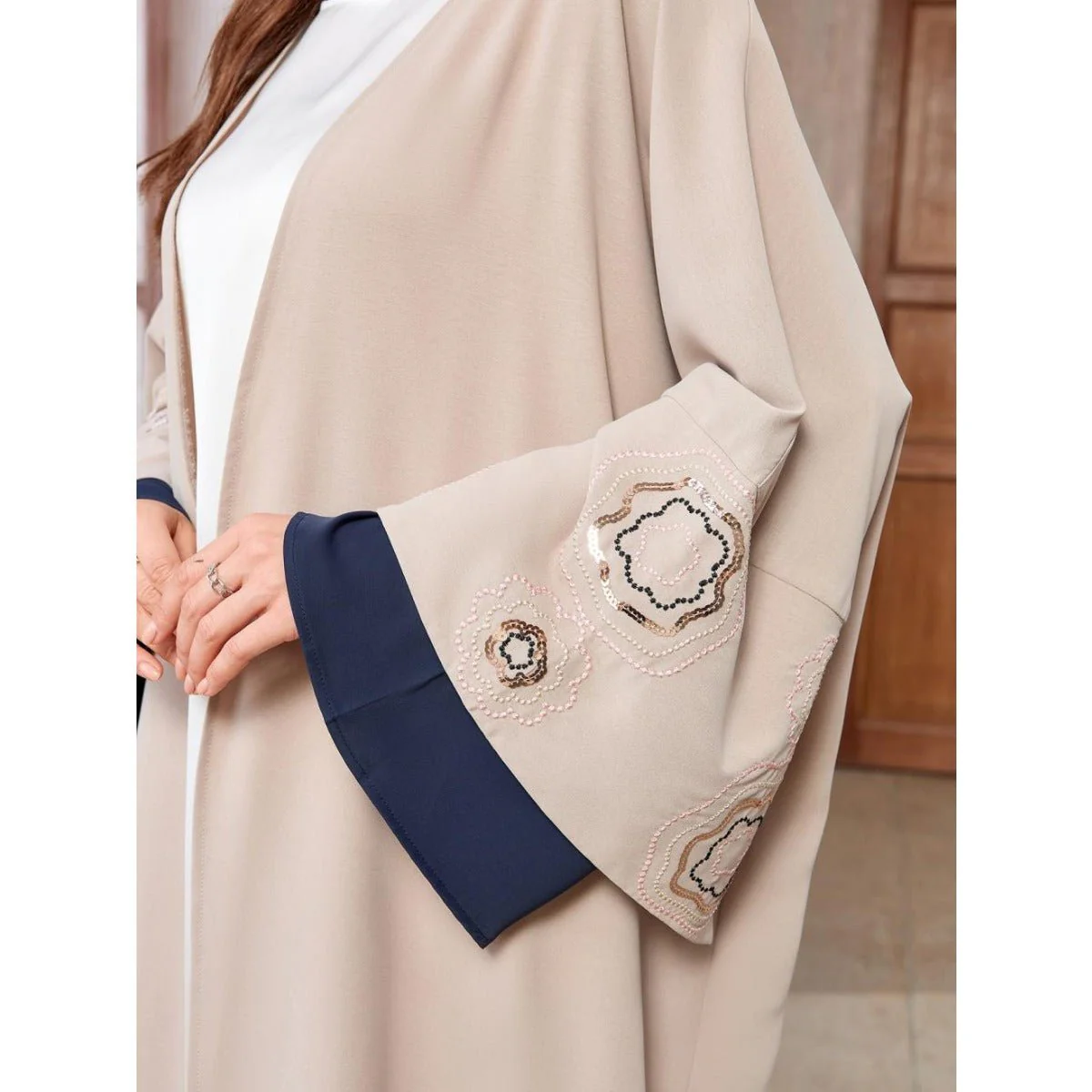 Desert Mirage Cardigan Set | Modest Muslim Luxury Batwing Sleeve Abaya (MOA182) - Image 3