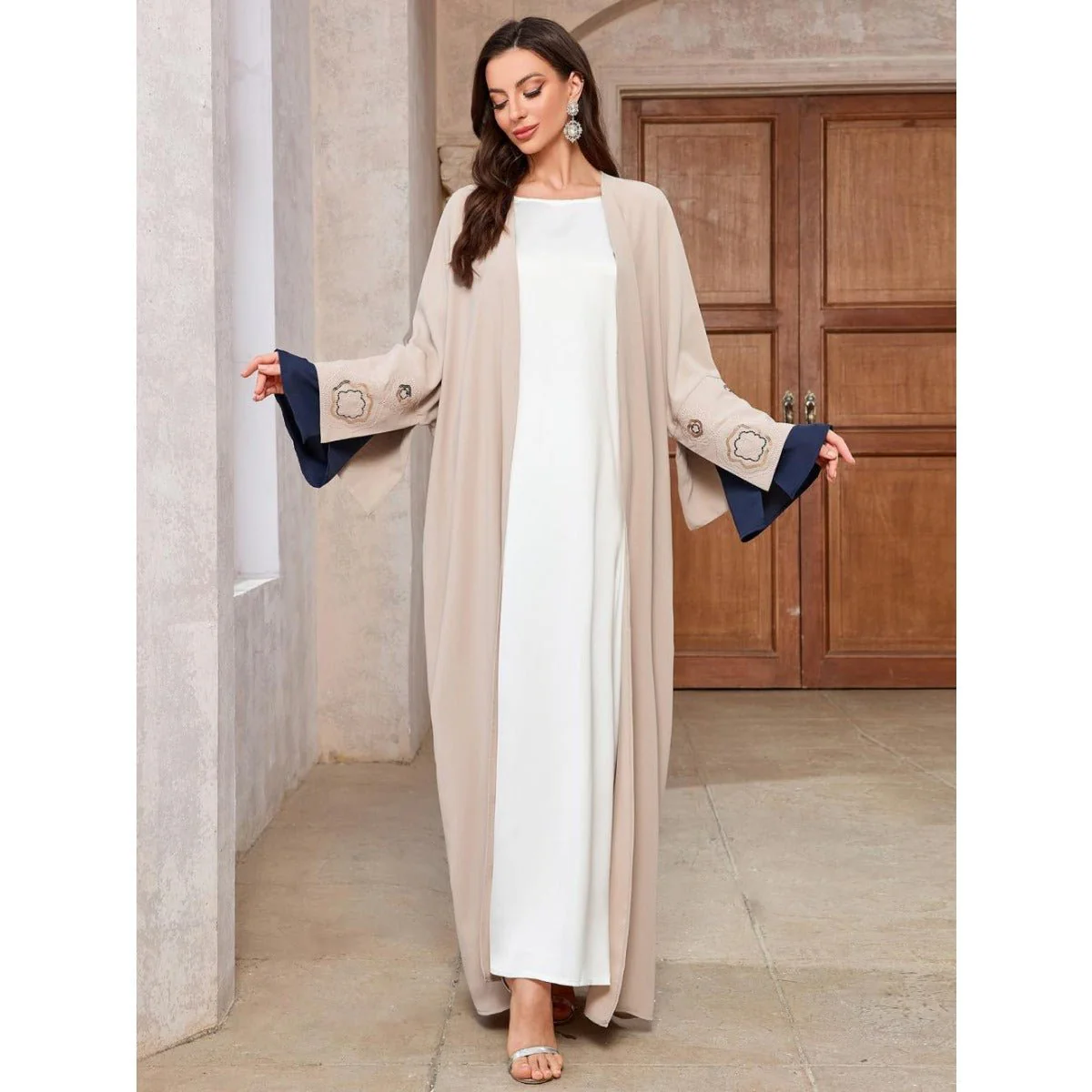 Desert Mirage Cardigan Set | Modest Muslim Luxury Batwing Sleeve Abaya (MOA182) - Image 5
