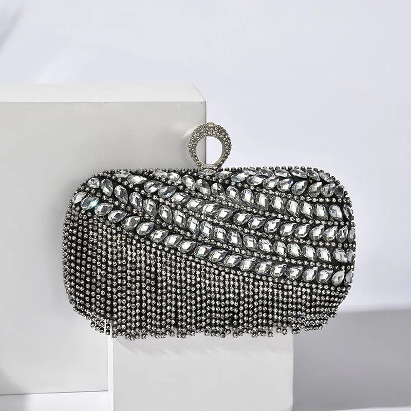 Diamond-Studded Party Clutch Versatile Layered Crystal Evening Bag (MAC283) - Image 6