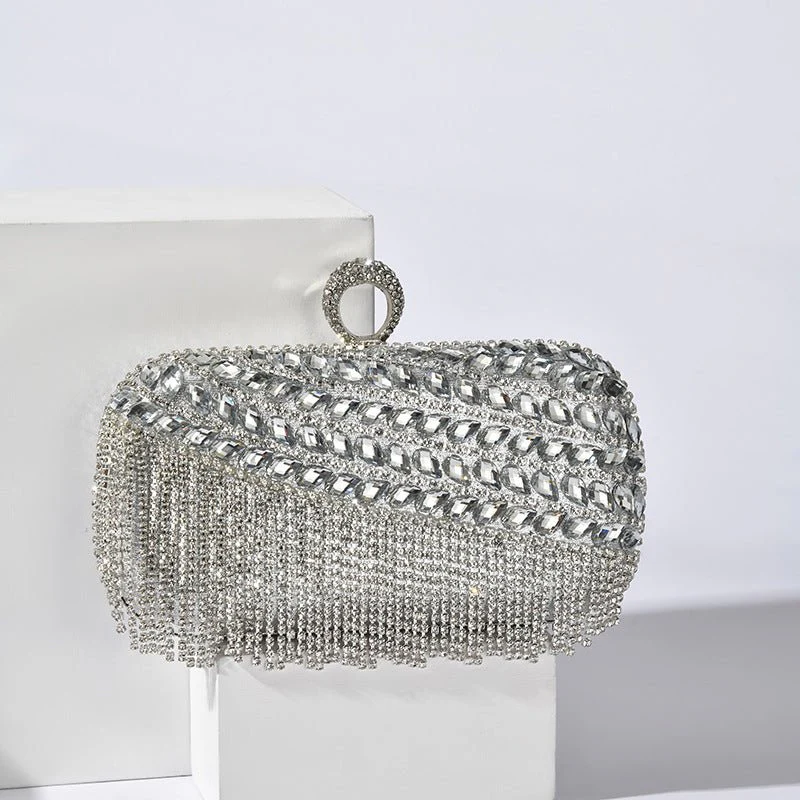 Diamond-Studded Party Clutch Versatile Layered Crystal Evening Bag (MAC283) - Image 7