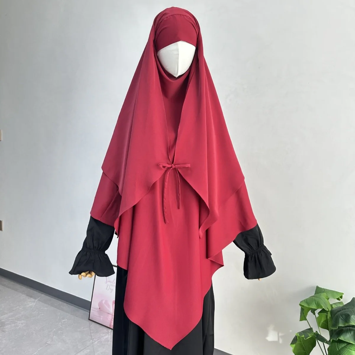 Double Layer Tie-Front Khimar(MK033) - Image 11