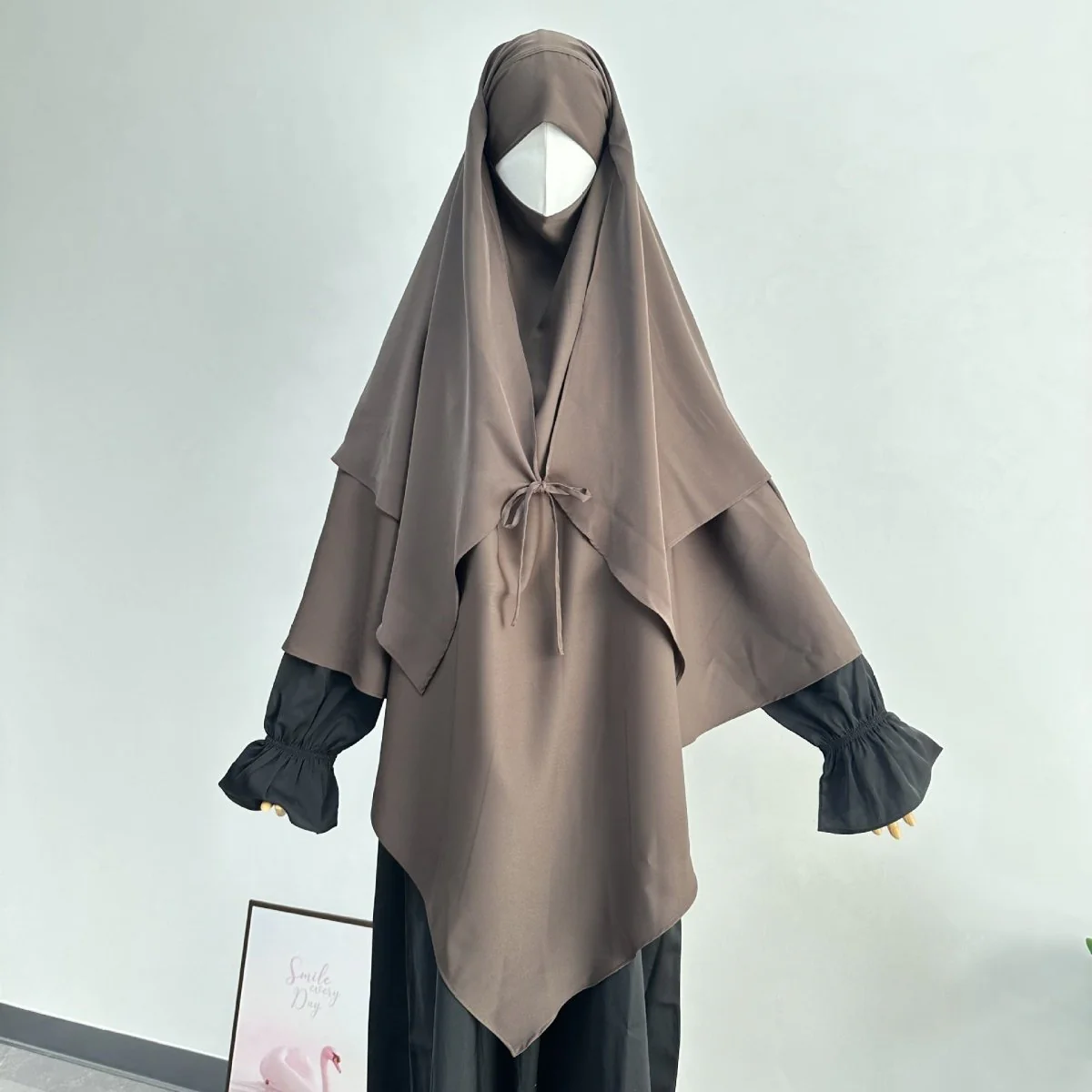 Double Layer Tie-Front Khimar(MK033) - Image 12