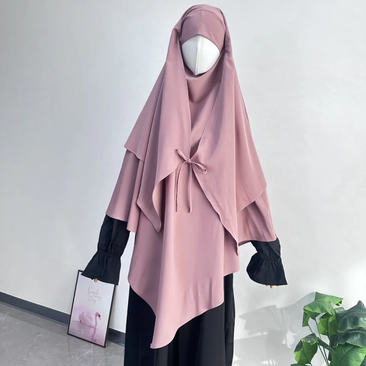 Double Layer Tie-Front Khimar(MK033) - Image 17