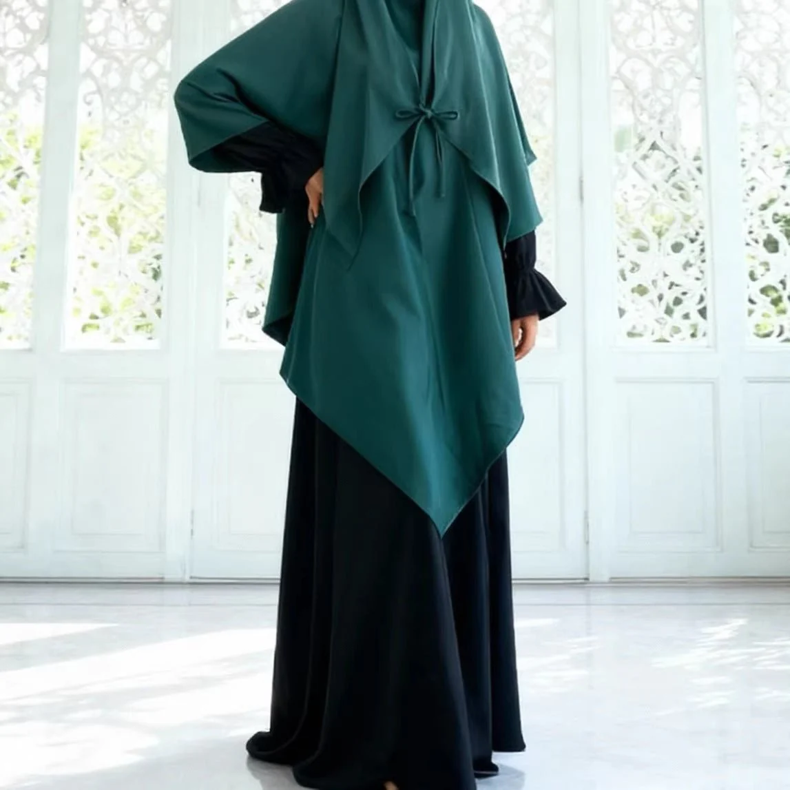 Double Layer Tie-Front Khimar(MK033) - Image 3