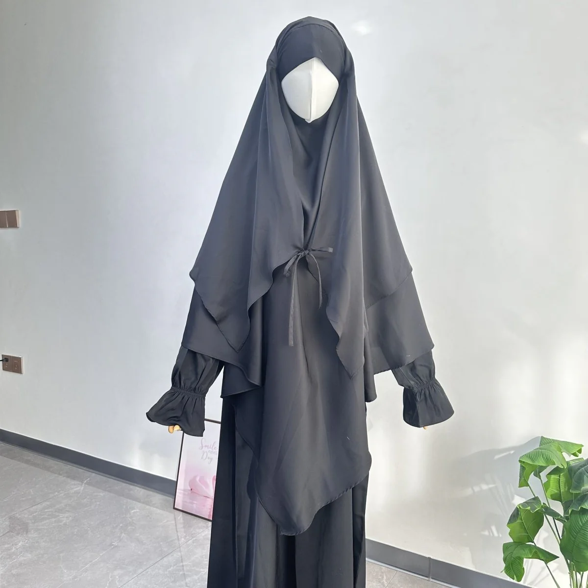 Double Layer Tie-Front Khimar(MK033) - Image 6