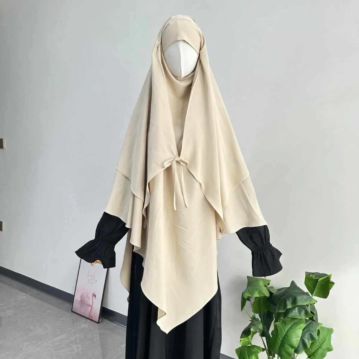 Double Layer Tie-Front Khimar(MK033) - Image 8