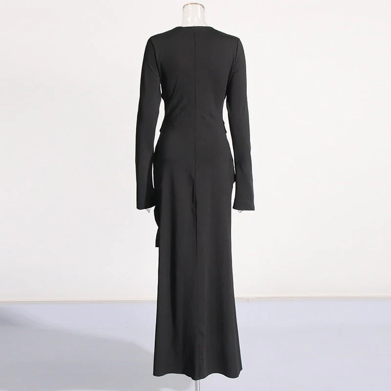 Draped Dress with Jeweled Brooches(MS347) - Image 12