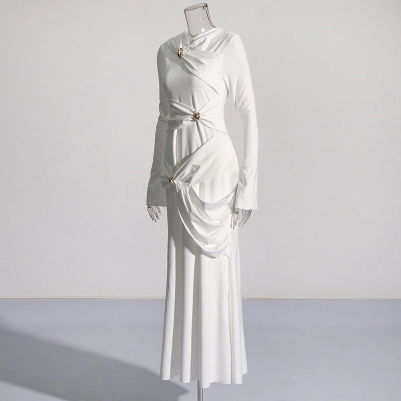 Draped Dress with Jeweled Brooches(MS347) - Image 14