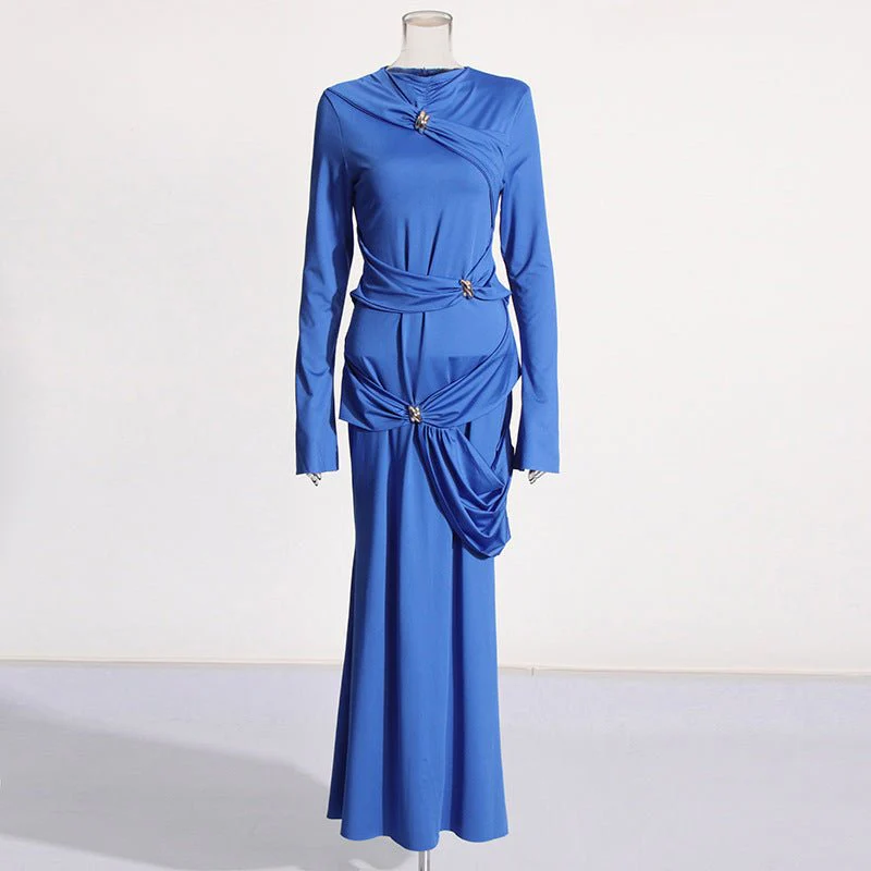 Draped Dress with Jeweled Brooches(MS347) - Image 16
