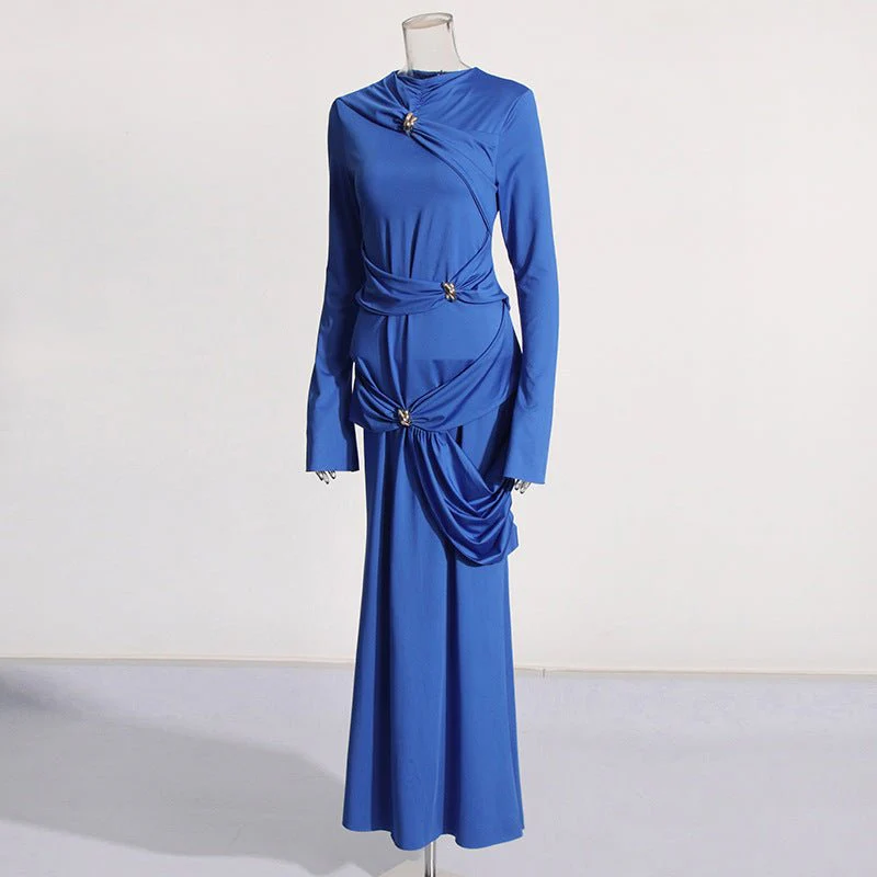 Draped Dress with Jeweled Brooches(MS347) - Image 6