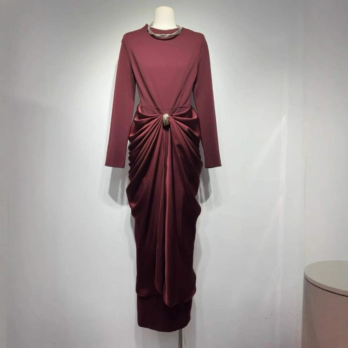 Draped Jersey Maxi Dress(MS386) - Image 3