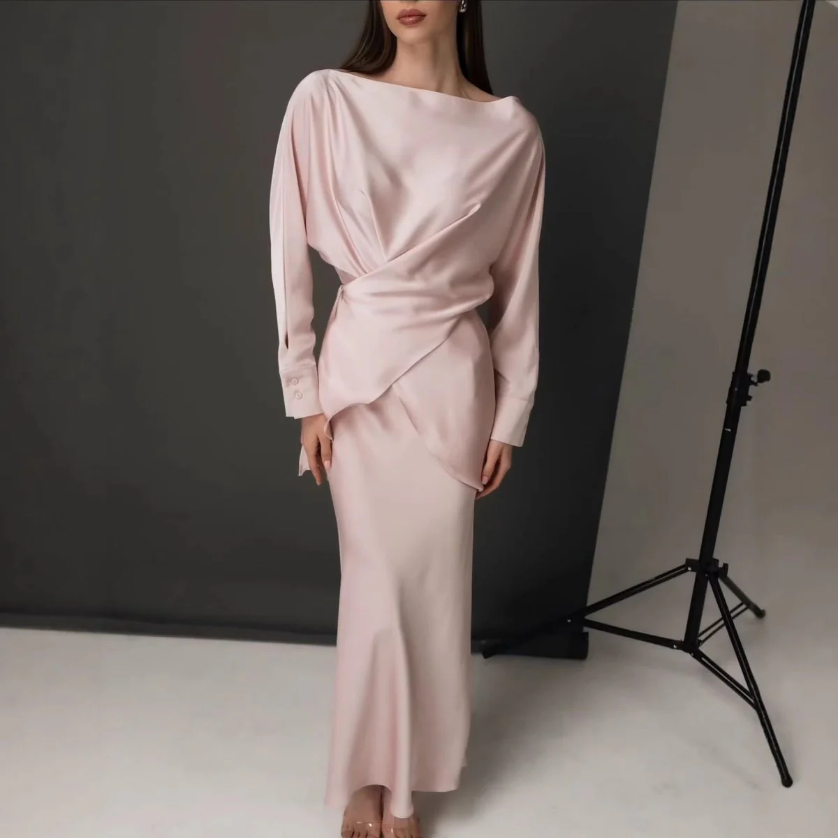 Draped Wrap Top & Maxi Skirt Set(MS333) - Image 3