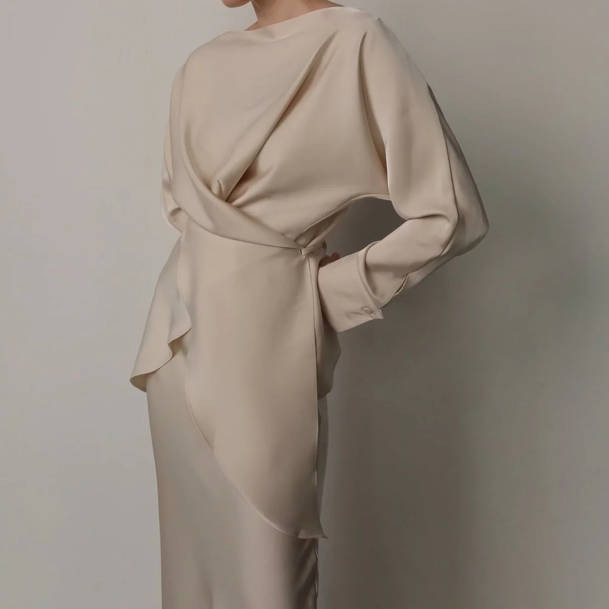 Draped Wrap Top & Maxi Skirt Set(MS333) - Image 6