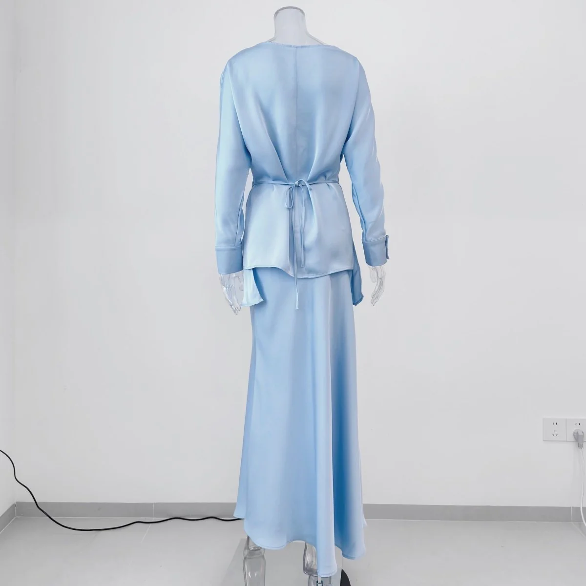 Draped Wrap Top & Maxi Skirt Set(MS333) - Image 8