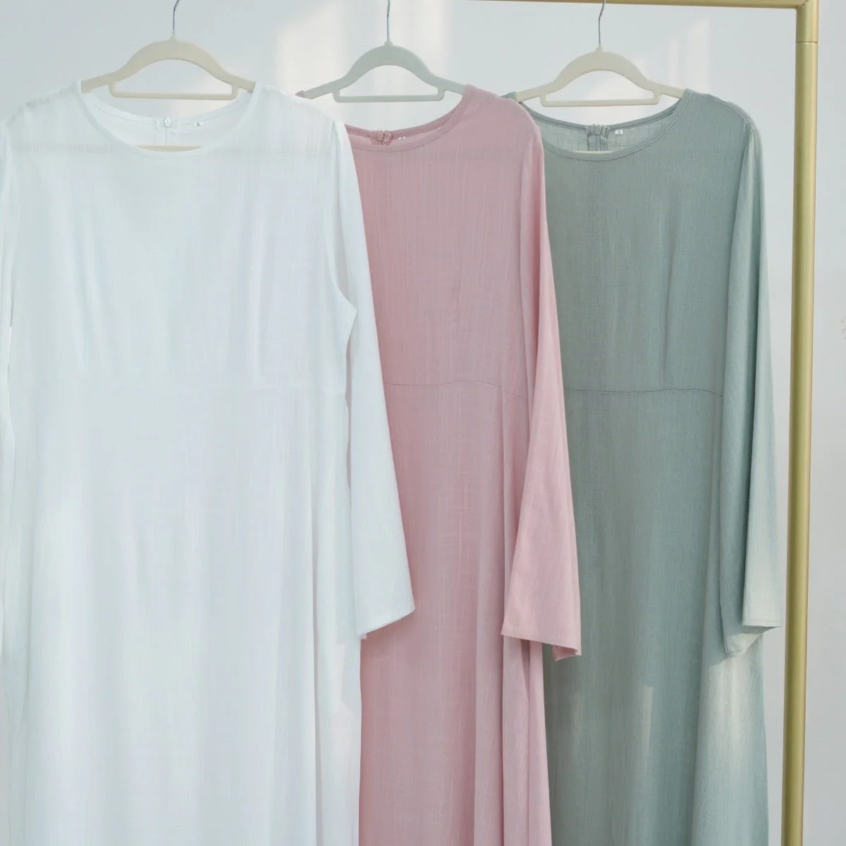 Eco-Friendly Hemp Bamboo Flared Sleeve Dress - Modest Solid Color Maxi(MA286) - Image 11