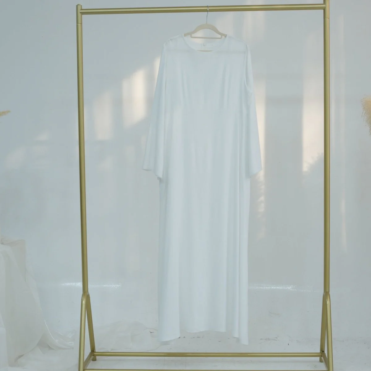 Eco-Friendly Hemp Bamboo Flared Sleeve Dress - Modest Solid Color Maxi(MA286) - Image 16