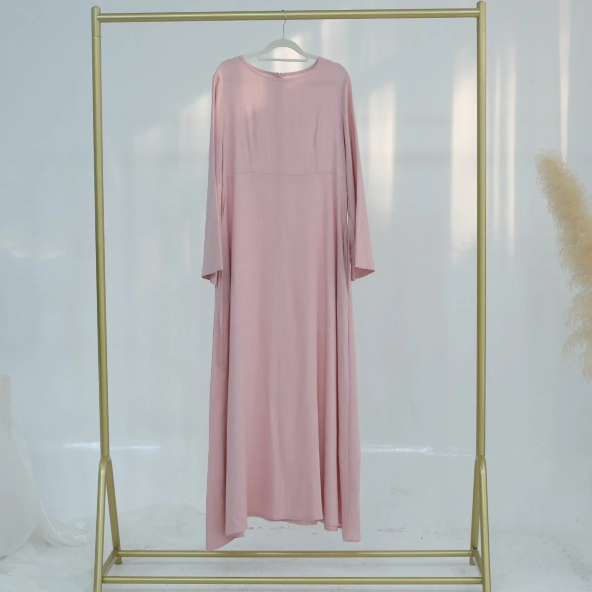 Eco-Friendly Hemp Bamboo Flared Sleeve Dress - Modest Solid Color Maxi(MA286) - Image 8