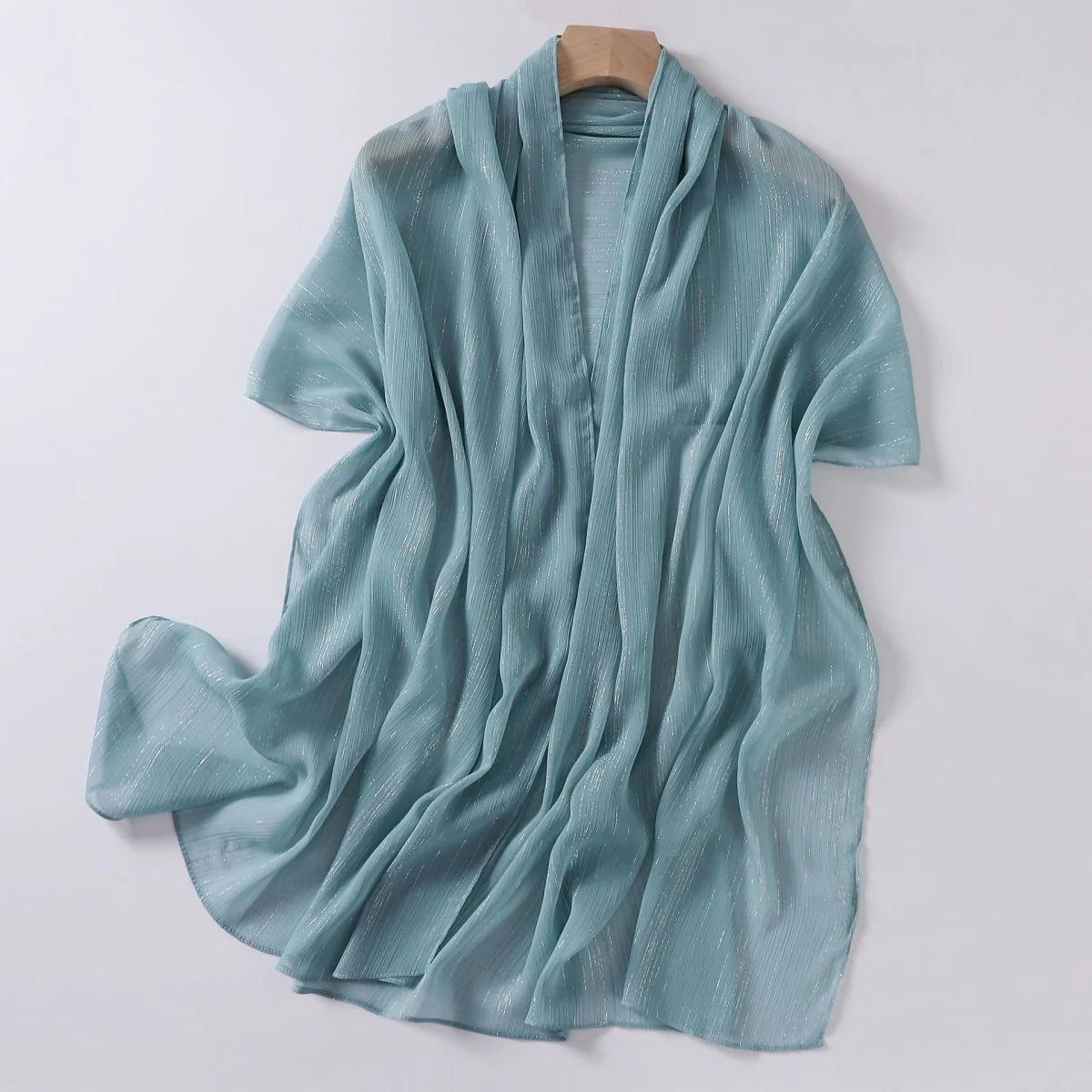 Effortless Grace Scarf Silver Crinkle Chiffon Hijab (MH153) - Image 10