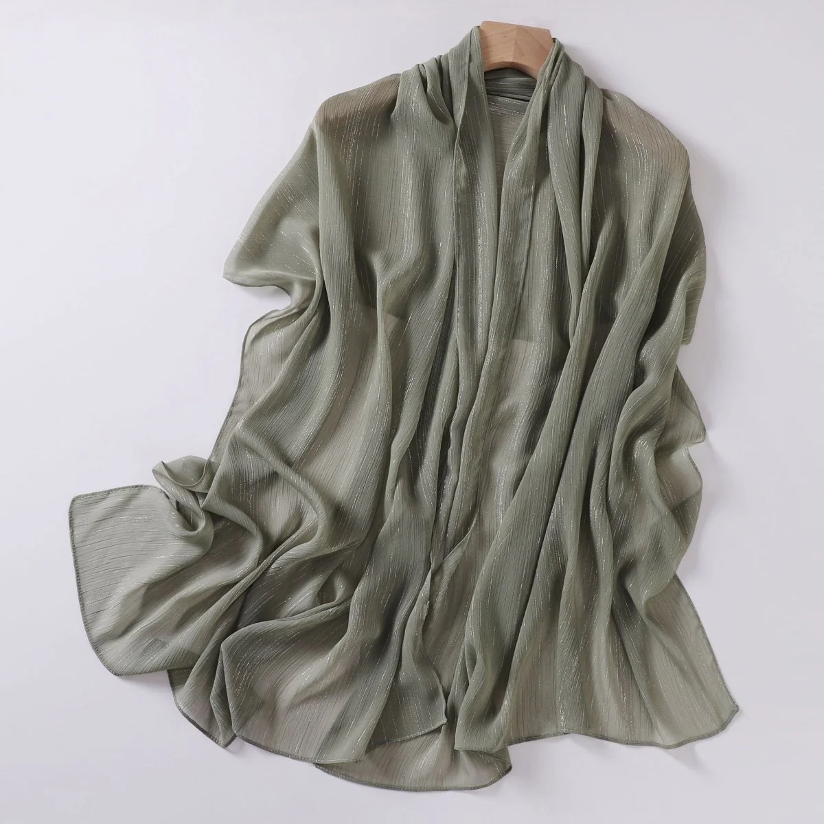 Effortless Grace Scarf Silver Crinkle Chiffon Hijab (MH153) - Image 11