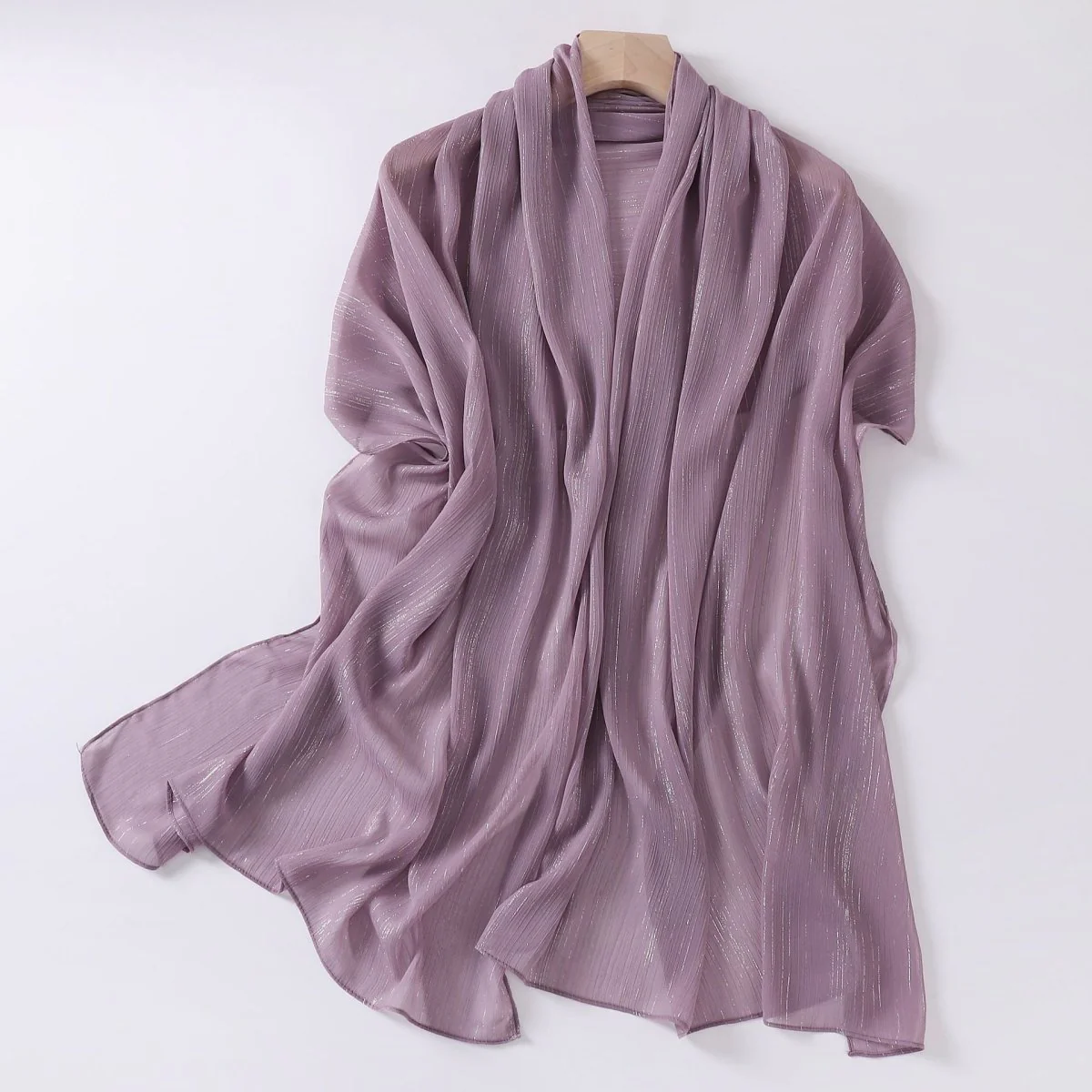 Effortless Grace Scarf Silver Crinkle Chiffon Hijab (MH153) - Image 16