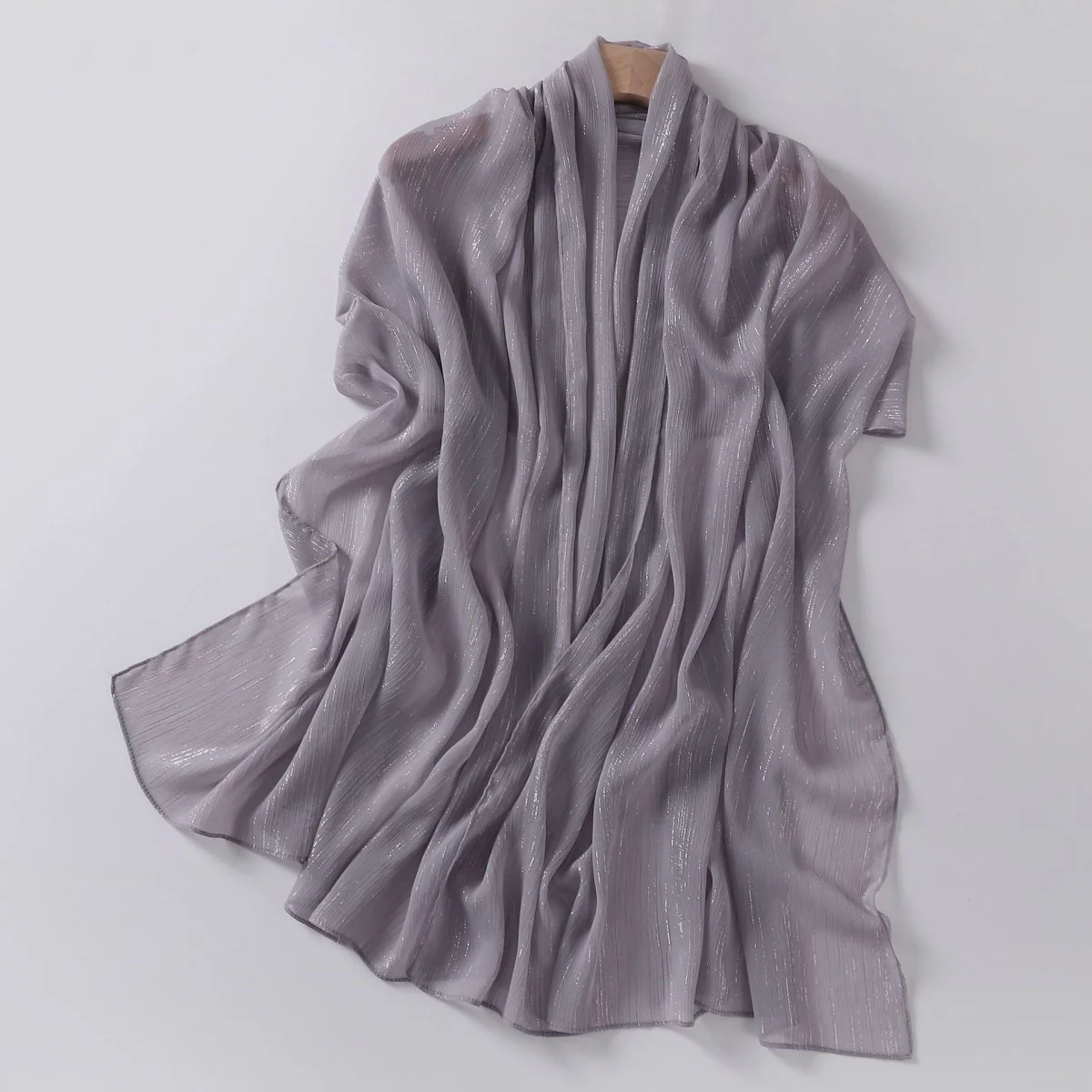 Effortless Grace Scarf Silver Crinkle Chiffon Hijab (MH153) - Image 8