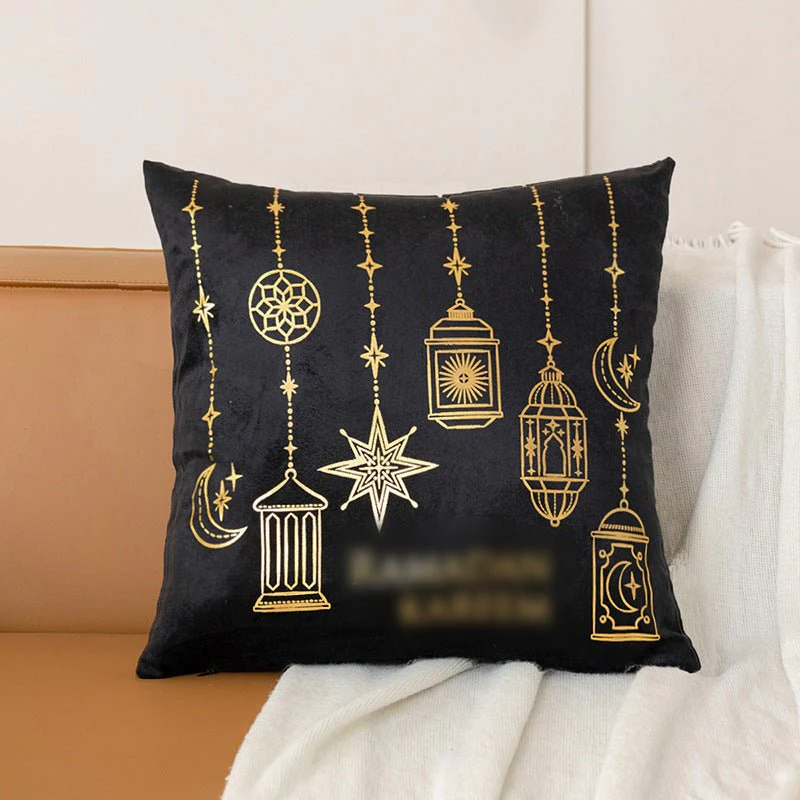 Eid Moon Hot Stamped Short Plush Pillow Cover (MR076) - Image 6