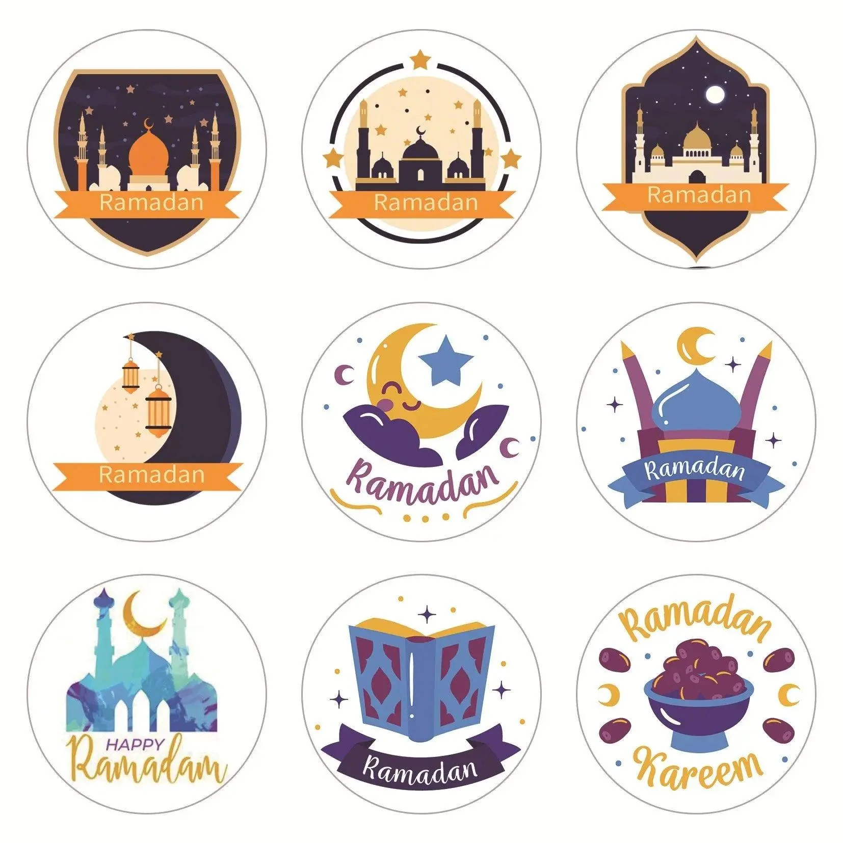MR014 Ramadan Sticker, 90 Pcs Stickers Eid Mubarak Decoration - Image 13