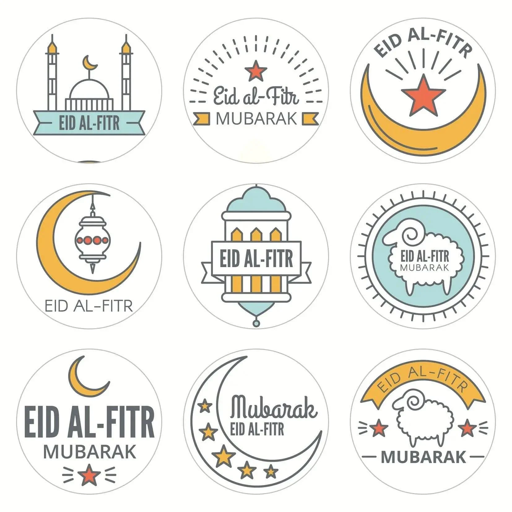MR014 Ramadan Sticker, 90 Pcs Stickers Eid Mubarak Decoration - Image 16